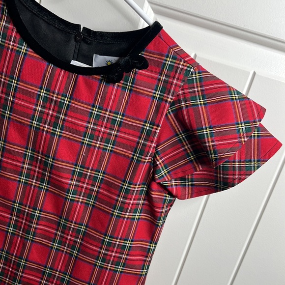 NWT Florence Eiseman Red Tartan Plaid Flutter Sleeve Dress - sold out online - Picture 3 of 7